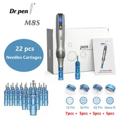 Authentieke Dr. Pen Ultima M 8S Draadloze Professionele Derma Pen Met 22 Naalden Catridges Voor Haargroei Micronaaldtherapie Pen