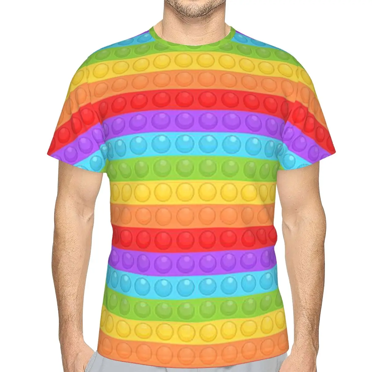 100% Cotton Premium Vector Pop It Seamless Pattern T-Shirt Men's Classic T Shirt Men Crew Neck Summer Shirts Tops
