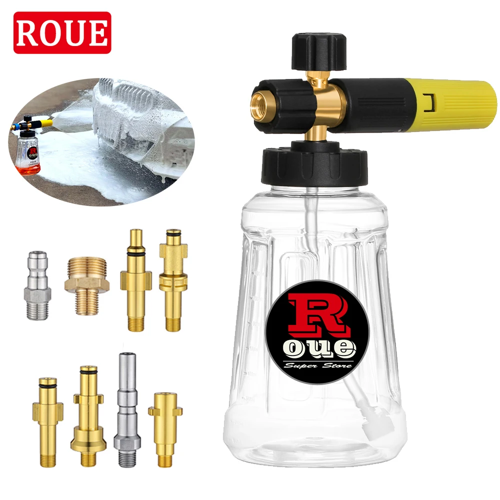 ROUE Car Wash Soap Foam Gun 1 Liter Bottle High Pressure Snow Foam Gun Car Cleaning Foam Water Gun For Karcher Nilfisk WAP