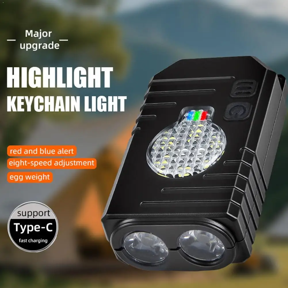 Clip-On Flashlight Rechargeable Mini Keychain Torch,Compact Pocket COB Flash Light for Hiking Camping Fishing Holiday Gifts