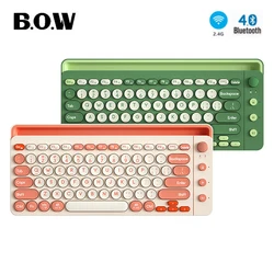 BOW USB 2.4G+Bluetooth Keyboard for iPad Phone Tablet Card Slot Rechargeable Wireless Keyboard Korea+English Multi-device