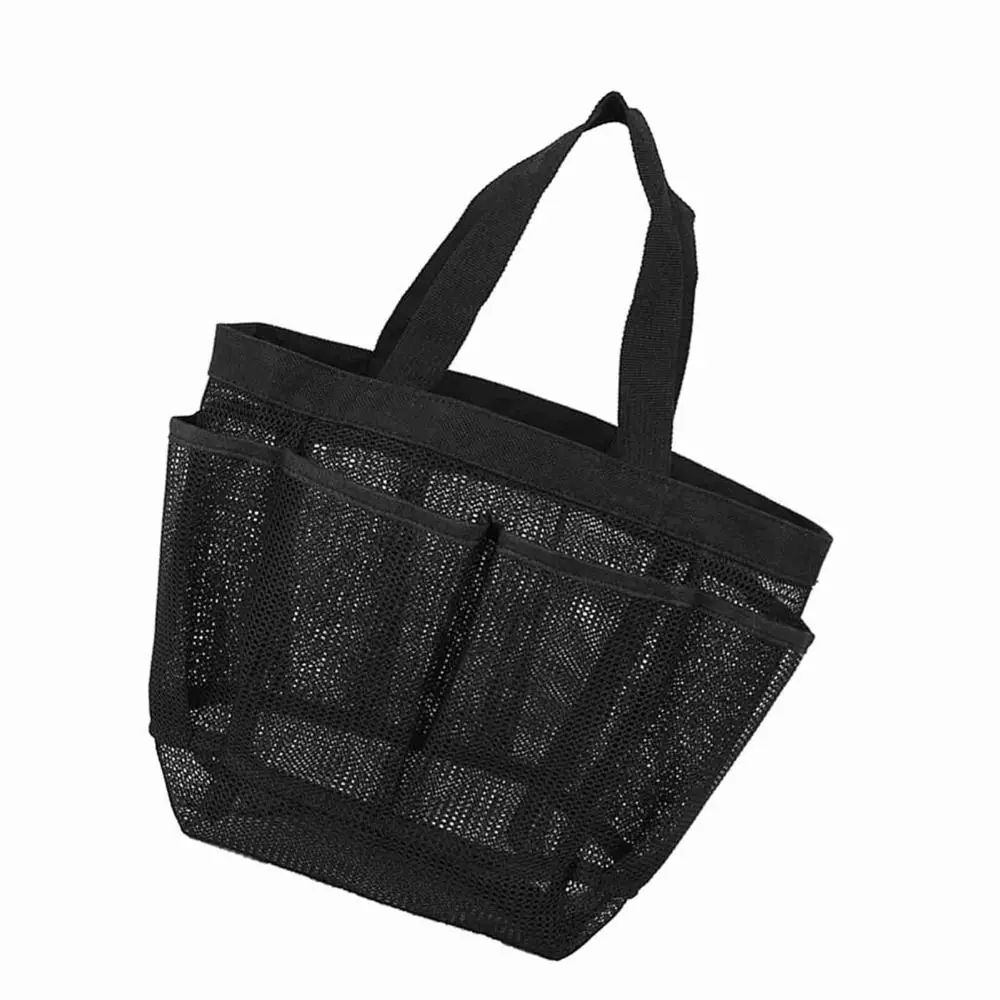 Practical 8 Pockets Mesh Shower Bag 2 Handles Quick Dry Shower Caddy Organizer Mesh Portable Wash Bag Gym