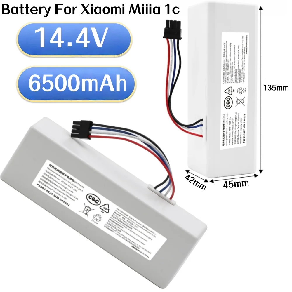 

NEW P1904-4S1P-MM 14.4V 6500mAh Battery For Xiaomi Mijia 1C STYTJ01ZHM Robot Vacuum Mop Cleaner Accessories.