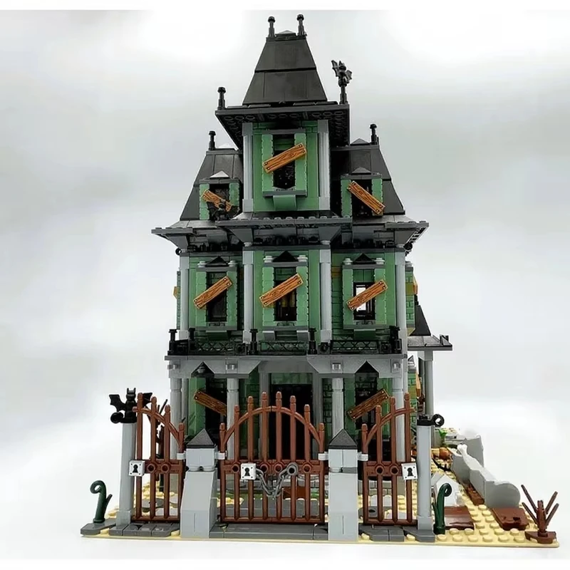 Moc edifício modular monstro guerreiro casa assombrada mansão estranho diy modelo montagem blocos de construção brinquedo presente aniversário das crianças