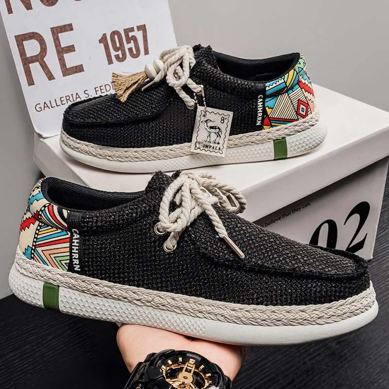 

Men's Canvas Shoes Summer 2023 New Lightweight Breathable Soft Slip on Casual Shoes Fashion Beach Vacation Loafers Men Footwear
