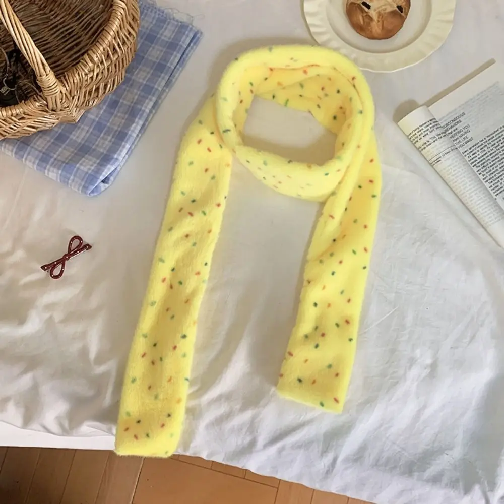 Fashion Colorful Dopamine Dot Scarf Korean Style Narrow Cashmere Knitted Scarf Thickened Windproof Winter Neck Warmer Daily