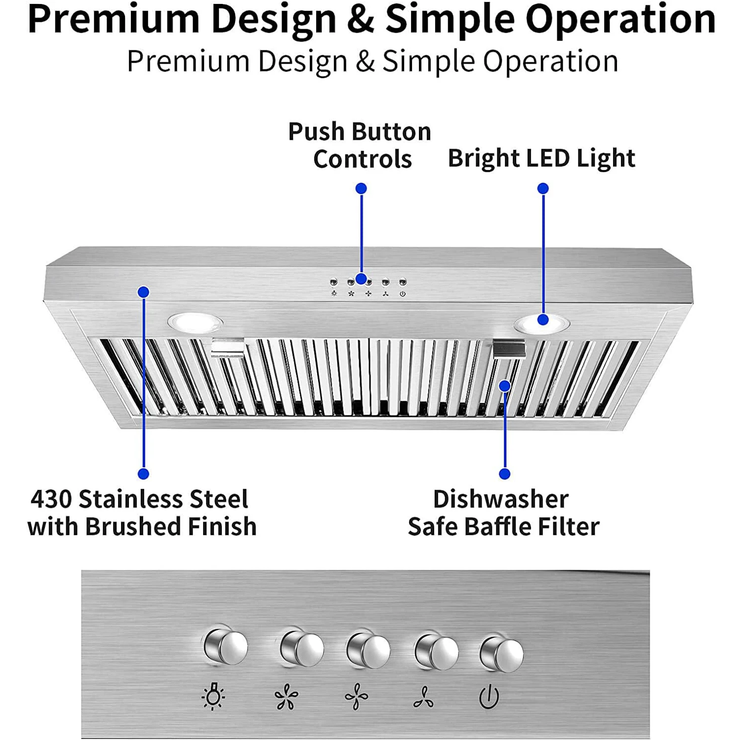 120x80x40cm Range Hood Under Cabinet,700 CFM Stainless Steel Ducted/Ductless Range Hood 30 Inch,3 Venting Ways Stove Hood