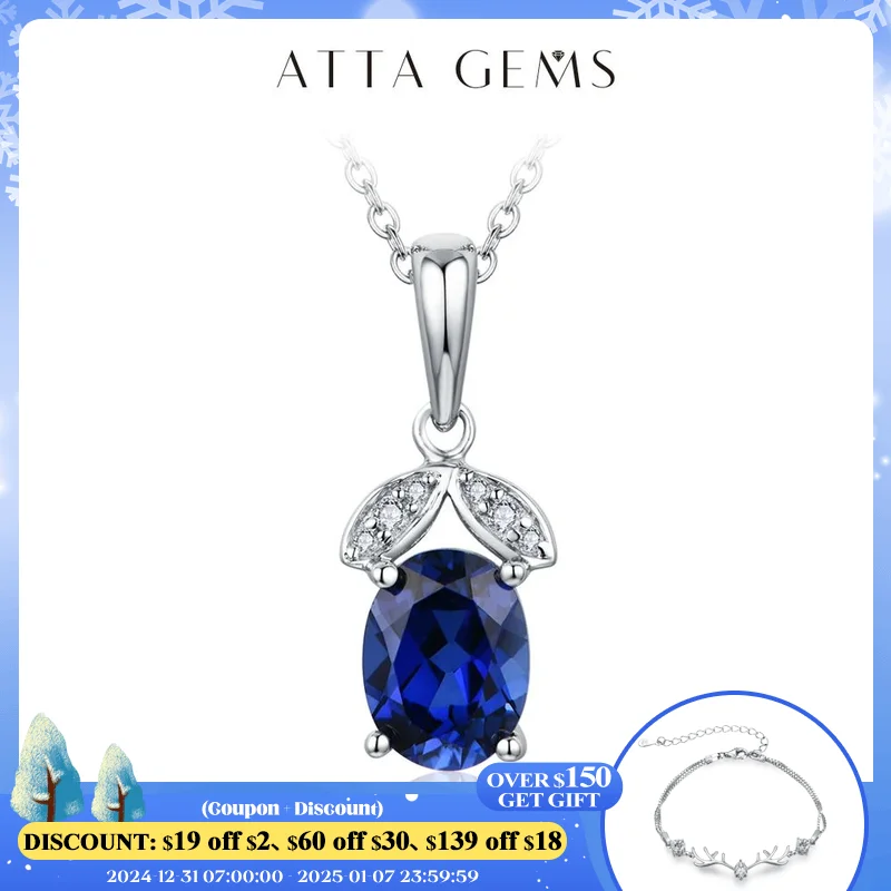 

ATTAGEMS 2024 New Oval Cut 8*6mm Blue Sapphire 925 Sterling Silver Necklace for Women Diamond Wedding Anniversary Luxury Jewelry