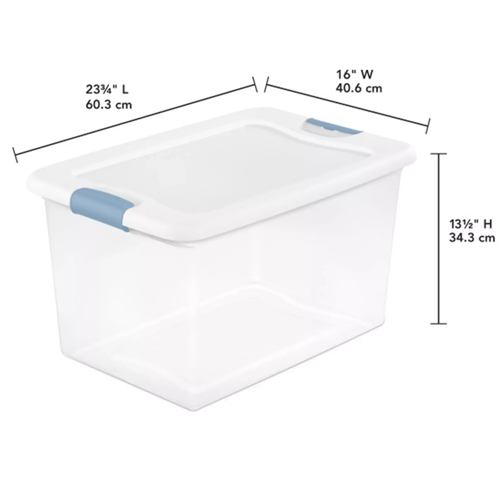 New Home Organizer: 64 quart white latched lid clear plastic storage box (6 packs)