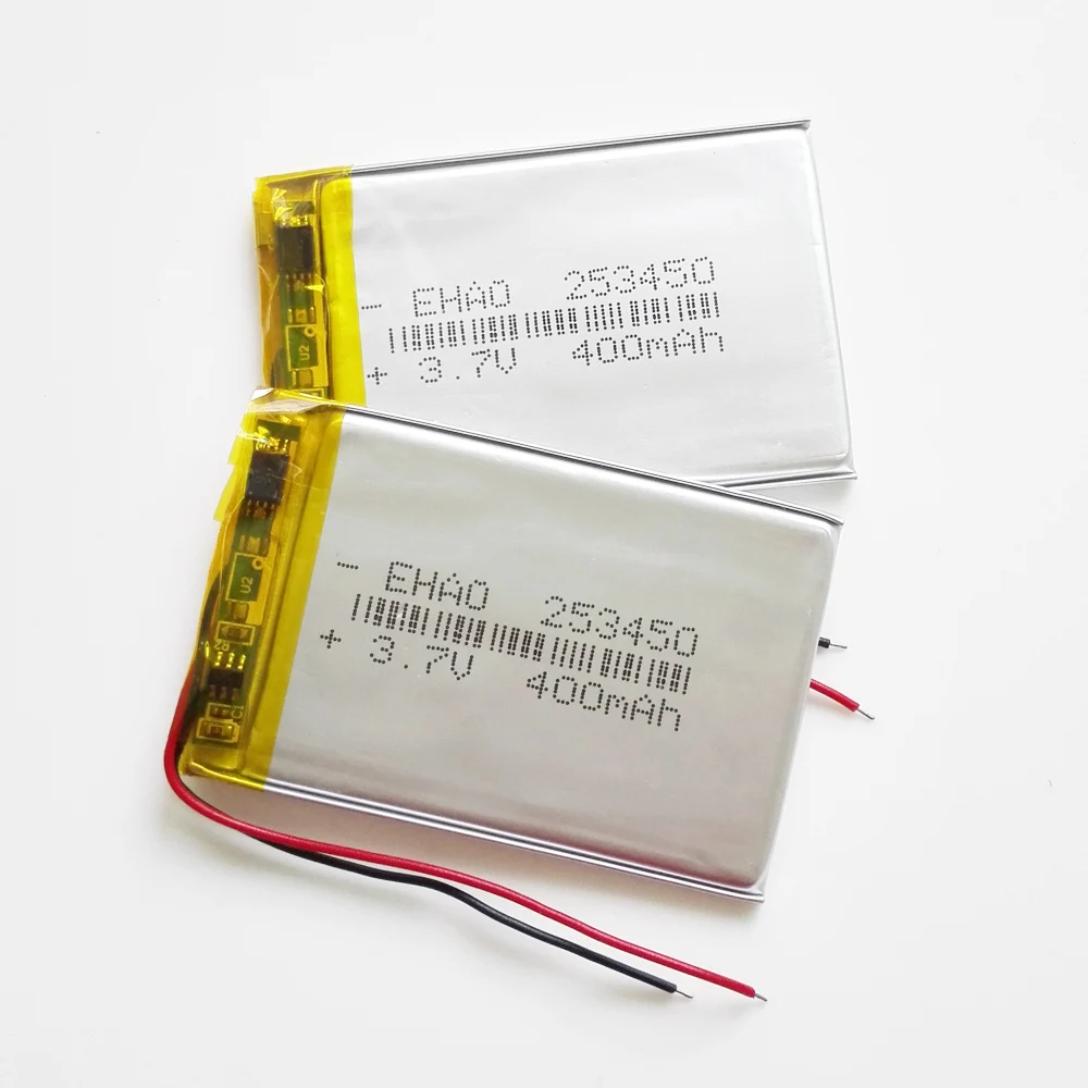 EHAO 253450 3.7V 400mAh Ultra cienki litowo-polimerowa LiPo akumulator do głośnika Mp3 GPS smart watch