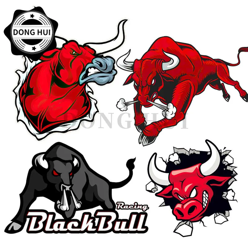 Angry Black Bull Sticker Bull In Hole PVC Scratch Decal Waterproof Maximal Exercise/X-games  Lover Off-road Vehicle Motorcycle