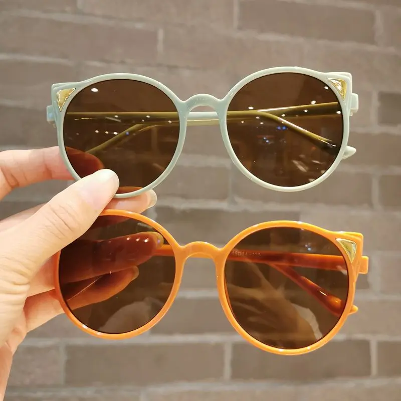 Girls Boys Summer Cute Animal Cartoon Cat Ear Sunglasses Outdoor Sun Protection Children Vintage Sunglasses Eye Protection