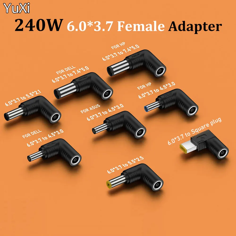 

240W DC Power Adapter 6.0x3.7MM Female to 5.5x2.5/5.5x2.1/4.5x3.0mm Male Connector Plug Laptop Charger for Lenovo Hp Dell