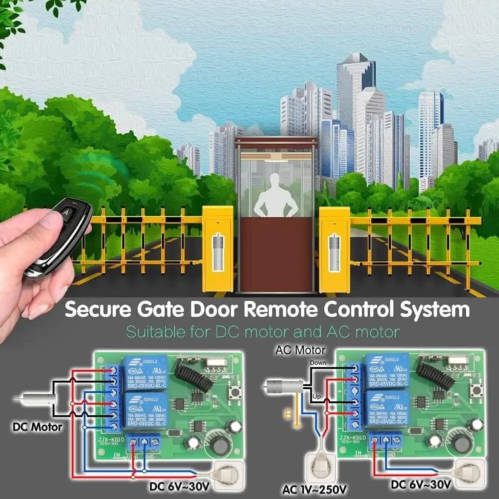 DC 12V 10A Secure Remote Control Switch Universal 433Mhz Wireless Relay Module Receiver for Motor Light Gate Door DIY Controller