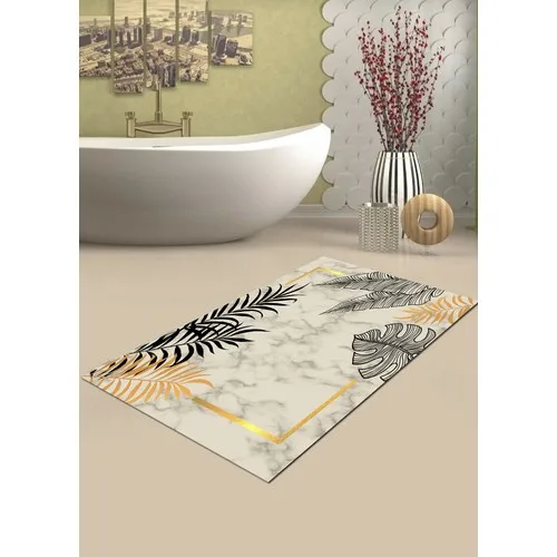 Ardizayn Marble, Leaf Pattern 70x120 cm. Slip-Resistant Leather Sole Bath Mat, Mat