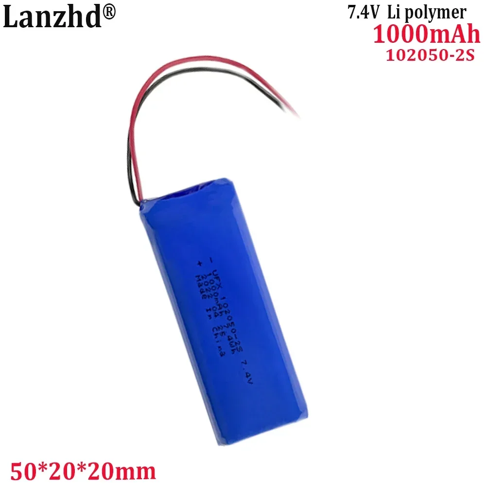 7.4V Polymer battery pack 102050-2S  1000mah For smart cup locator eye protector Outdoor lighting equipment smart home battery