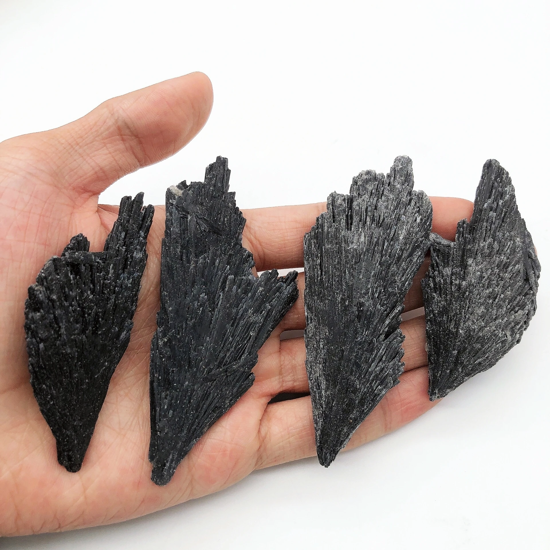 50g/100g natürlicher schwarzer Turmalin grober Kristallquarz Stein Engel Federform Mineral Lehrprobe Reiki Heilung Geschenk