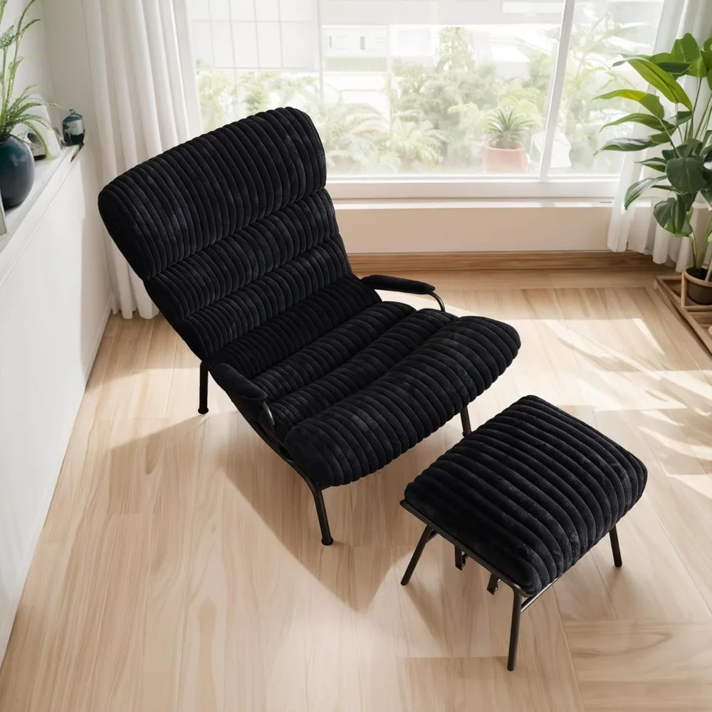 

Rocking chair with Ottoman style, gliding lounge chair with footrest, lazy style armchair with comfortable cushion
