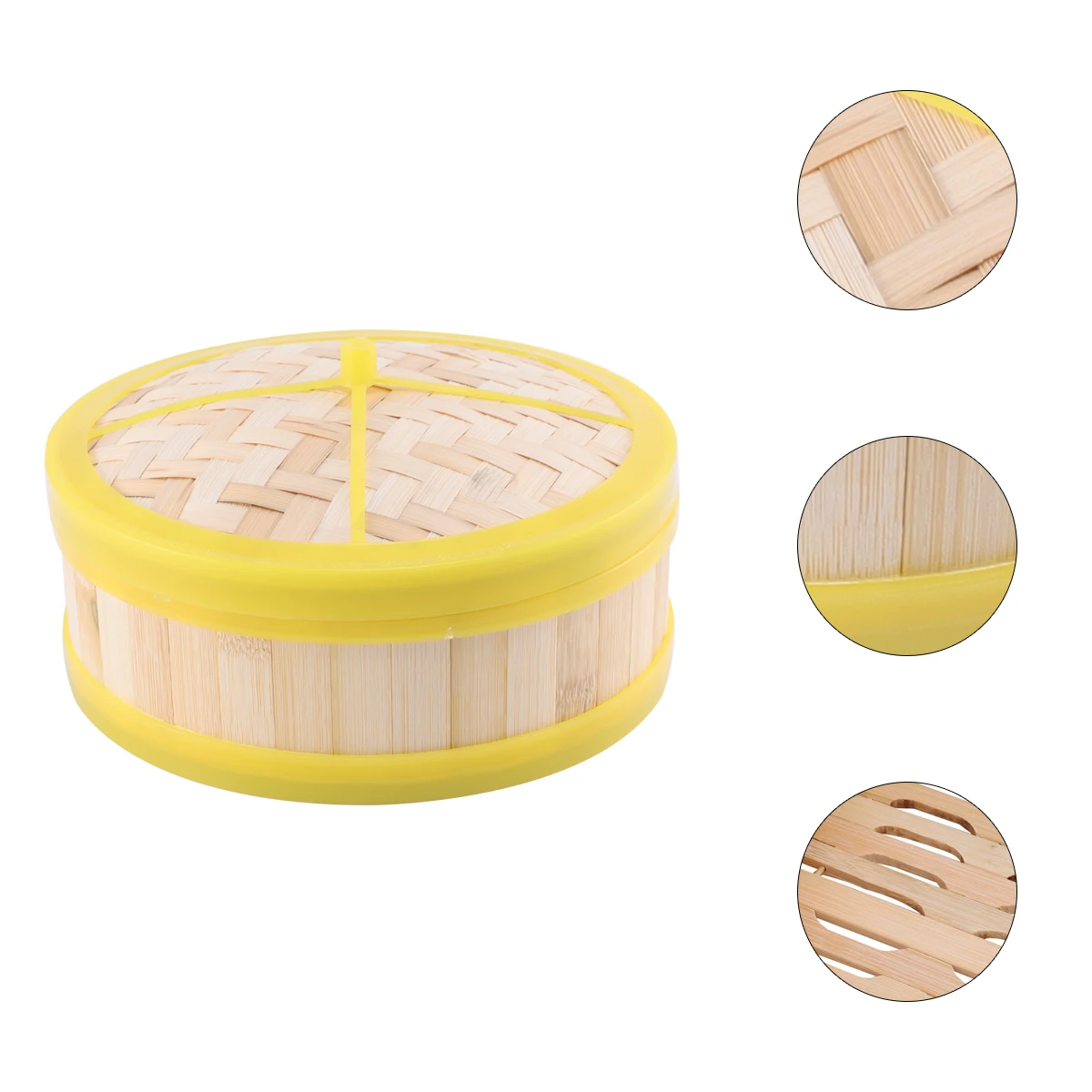 

Bamboo Steamer Single Layer Eco Friendly Plastic Banding Anti Break Veggie Basket for Dumplings Dim Sum Buns Rice Fish