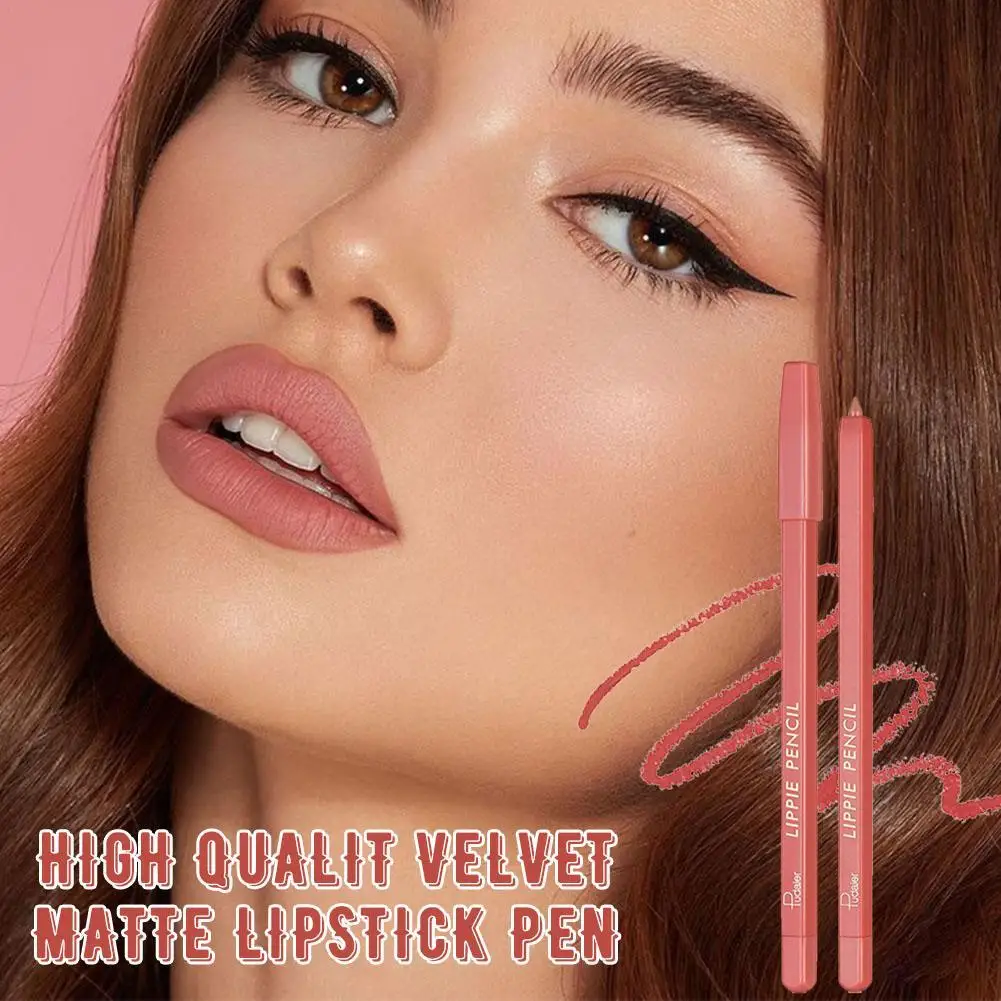 12 สี Velvet Matte Lip Liner ยาวนานกันน้ํา Non-stick Cup Lip Contour ลิปสติก Lip Tint เครื่องสําอาง