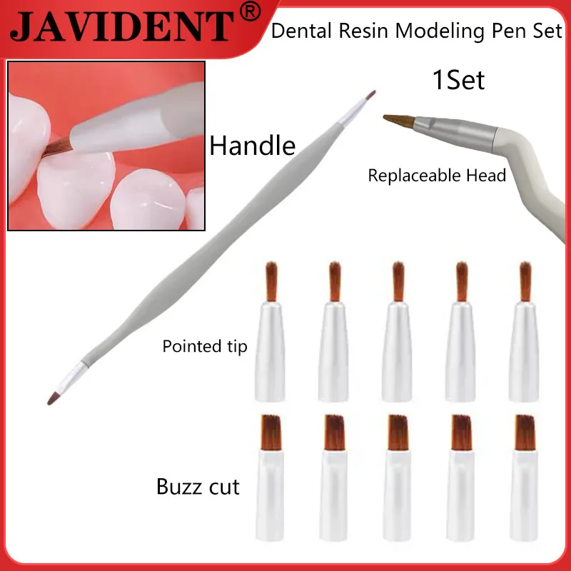 1Set Dental Resin Modeling Pen Set Clinical Tooth Restoration Pen Autoclavable Oral Brush Disposable Tools