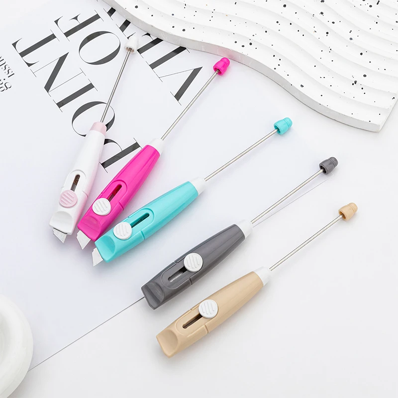 120 Uds. Cuchillo de papel hecho a mano DIY para niñas, barra en blanco, agregar cuentas, cuentas coloridas, corte, desembalaje, cuchillo exprés