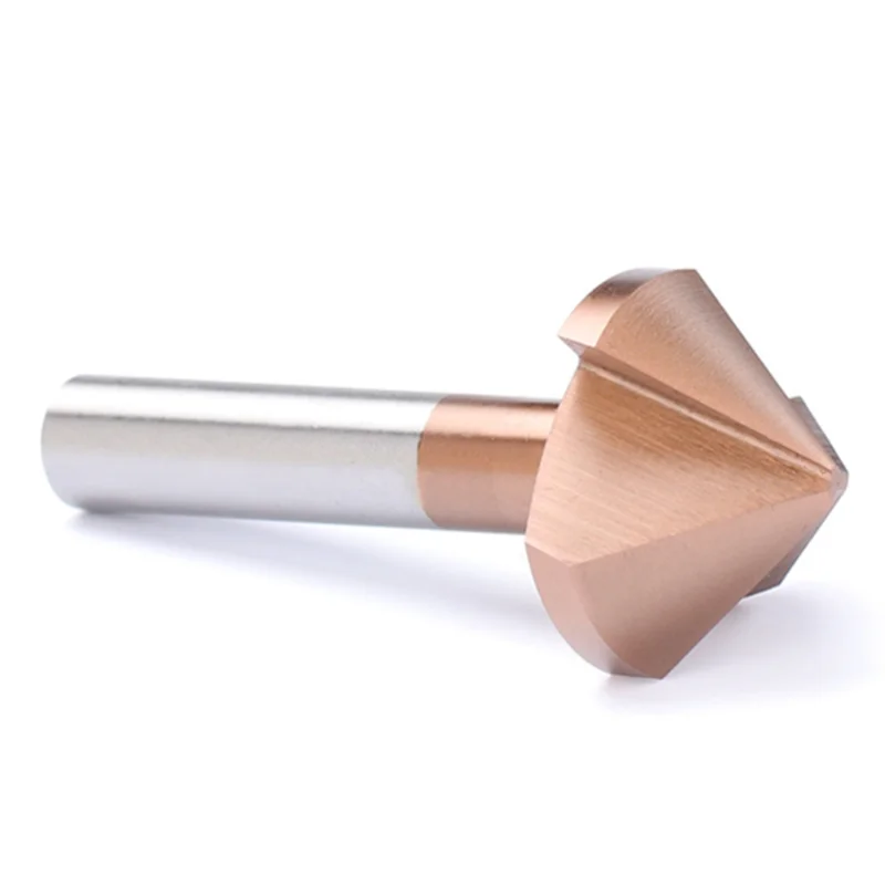 ABFI 3 ขลุ่ย Countersink เจาะบิต 50 มม.HSS รูโลหะเจาะเครื่องมือ 90 องศา HSS Chamfering เครื่องมือ