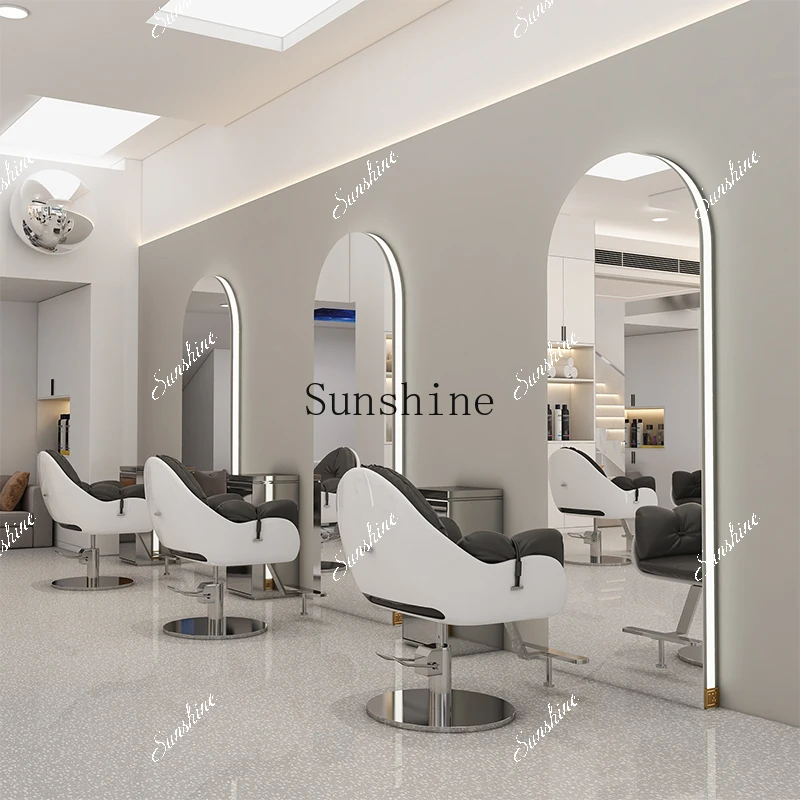 

Hair salon special lighting hairdressing floor mirror barber shop stainless steel mirror TF