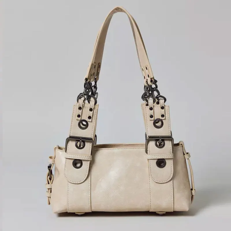 

Retro Fashionable Women's Crossbody Bag Handbag Bowling Single Shoulder Bag Soft PU Leather Square Shape Internal Zipper Pocket