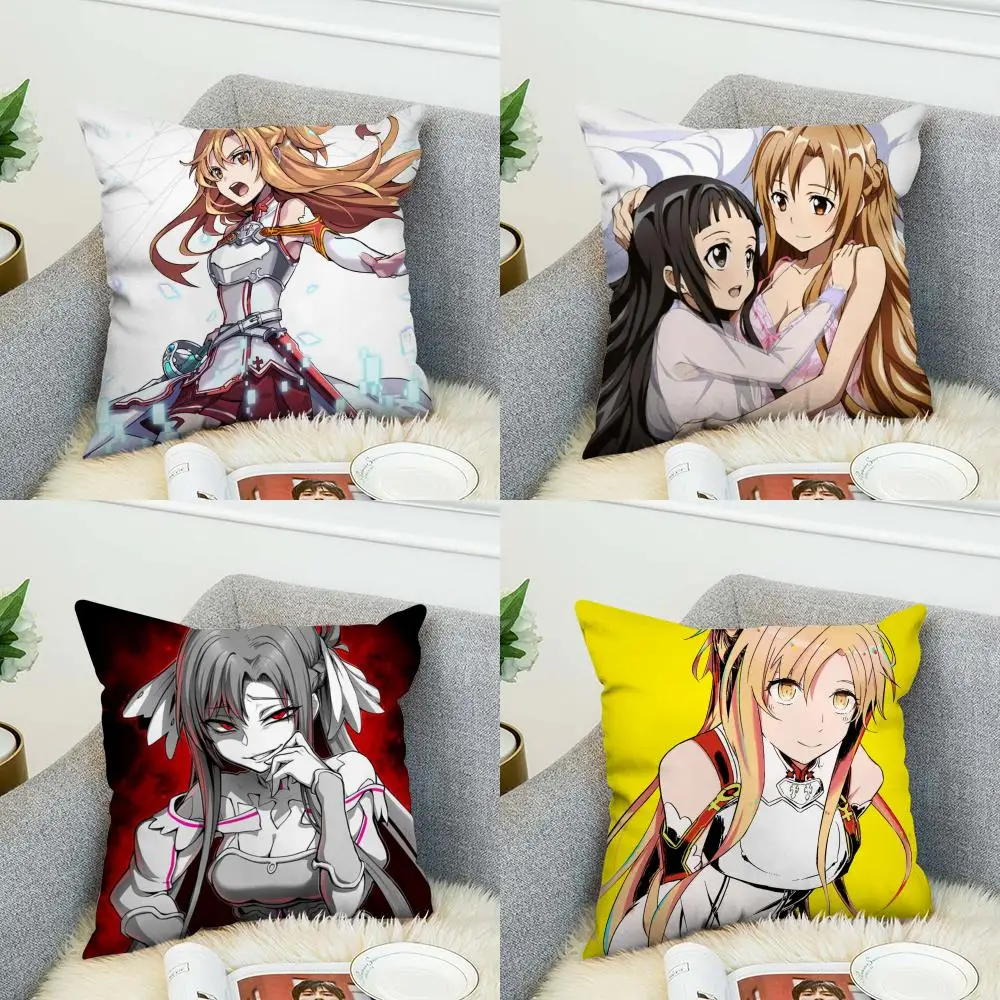Sword Art Online Pillow Case For Car Sofa Decorative Home Double-sided Print Plush Square Throw Pillow Cushion Cover