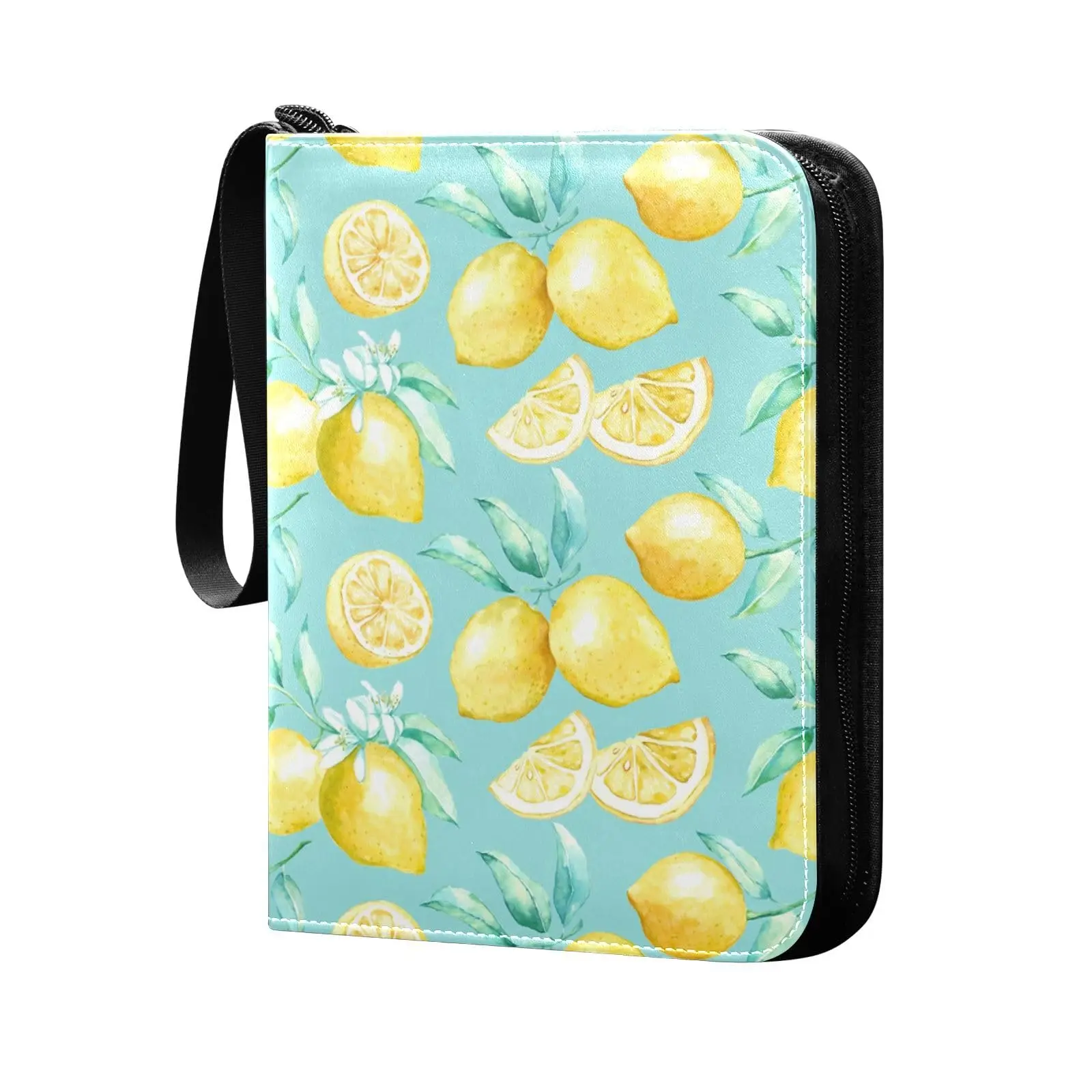 Watercolor Lemon Card Binder 4 Pocket Card Binder 400 Double Sided Pocket Album Sport Game Cards Unique Card Collection Storage