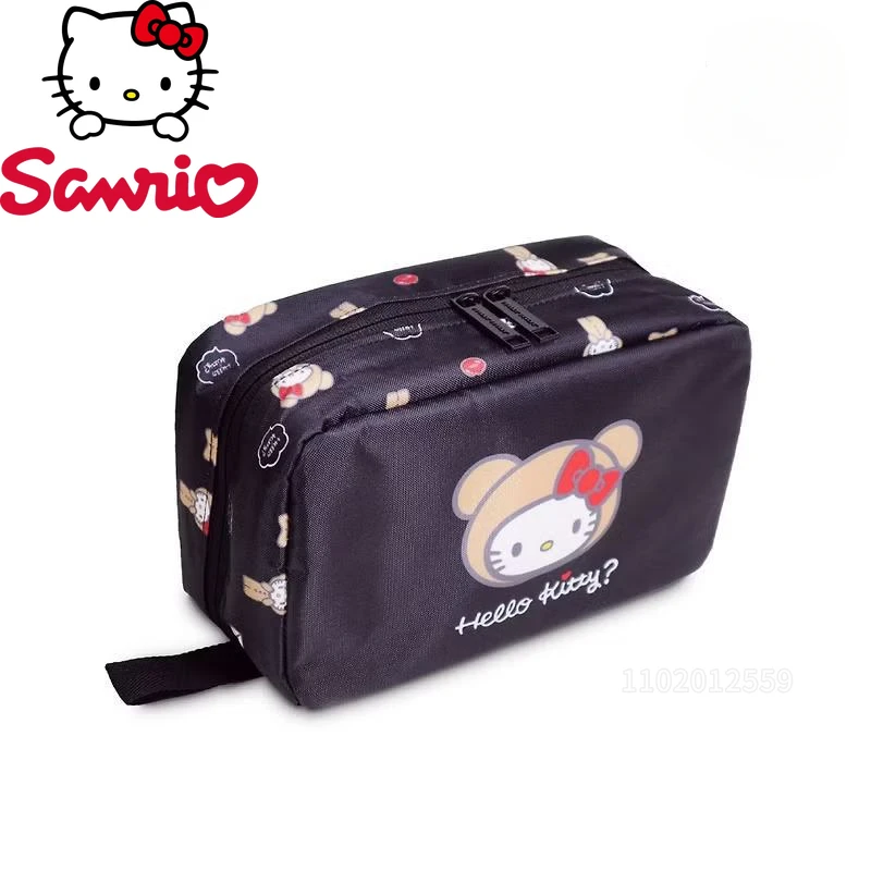Sanrio Hello Kitty New Portable Cosmetic Bag Luxury Brand Fashion Folding Waterproof Cosmetic Bag Cartoon Cute Storage Wash Bag