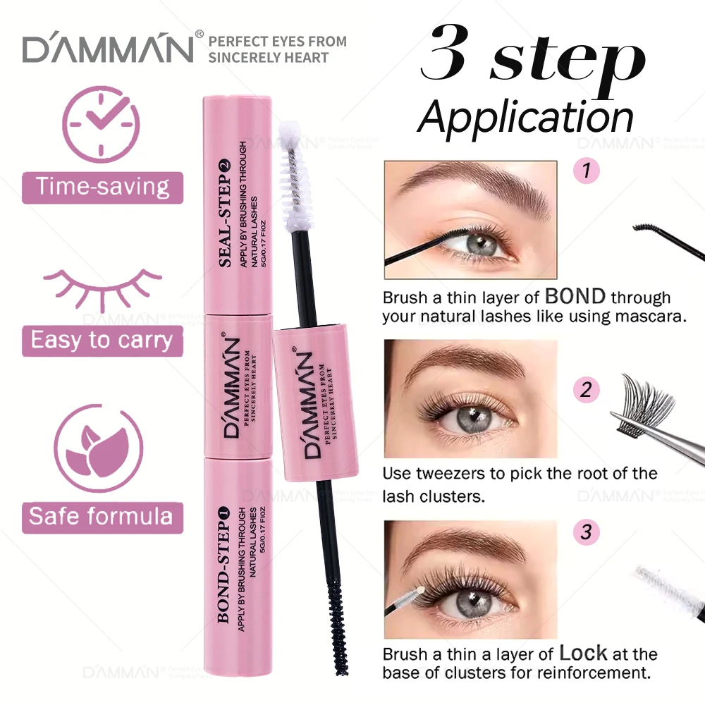 5Ml Eyelash Bond and Seal For DIY Lash Clusters Long Lasting Lash Glue Hold 48-72 Hours Waterproof Mascara Wand Makeup Supplies