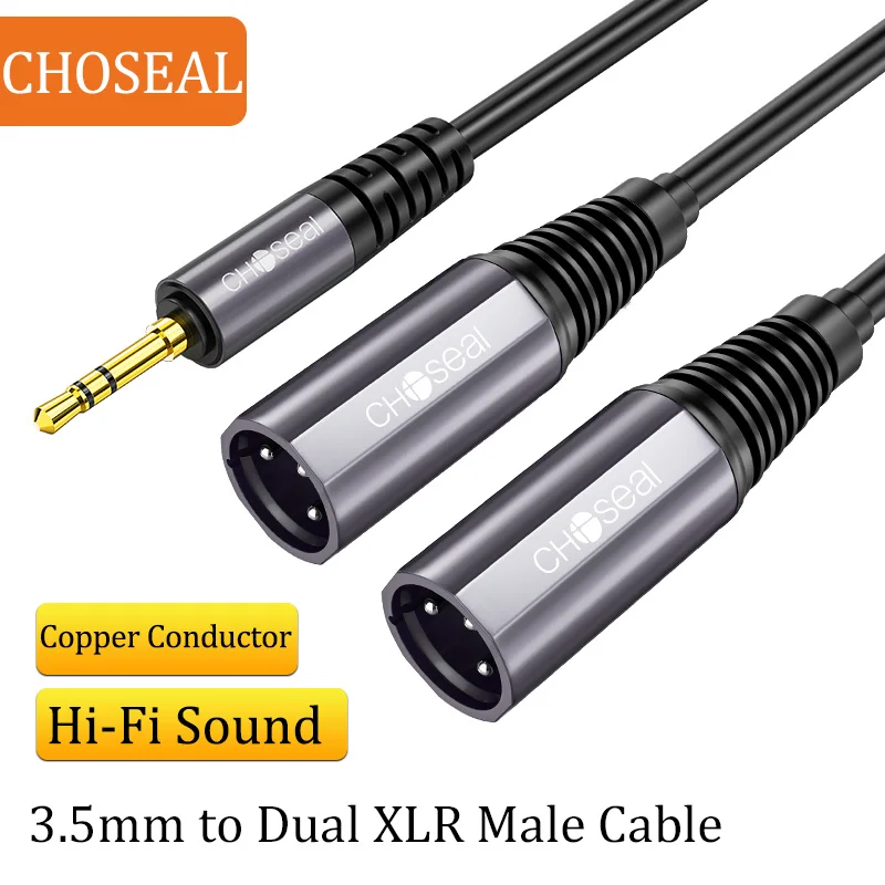 CHOSEAL 3,5-mm-auf-2XLR-Audio-Splitter-Y-Kabel, TRS-Stereo-Mikrofon-Verbindungskabel