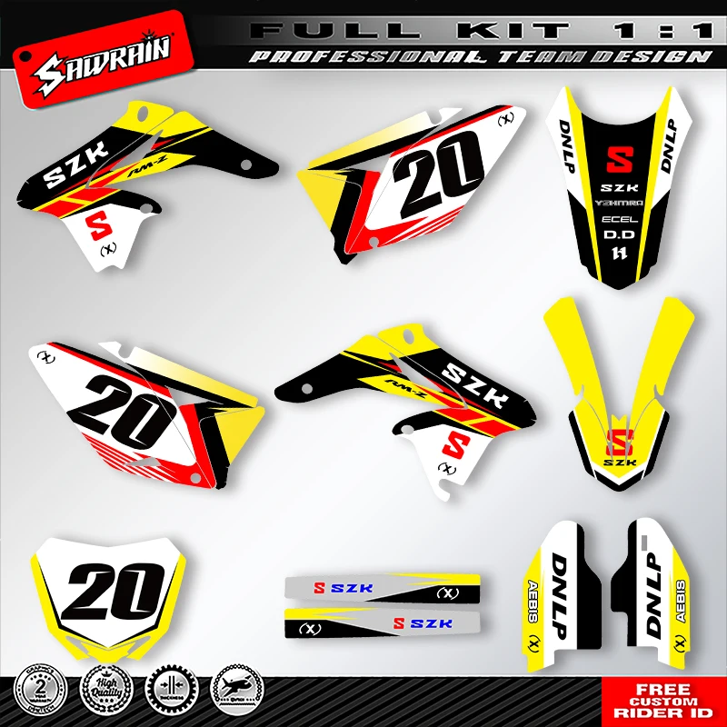 

Наклейка на мотоцикл Sawrain, комплект наклеек с графикой команды для SUZUKI 2010 2011 2012 2013 2014 2015 2016 2017 2018 RMZ250 002