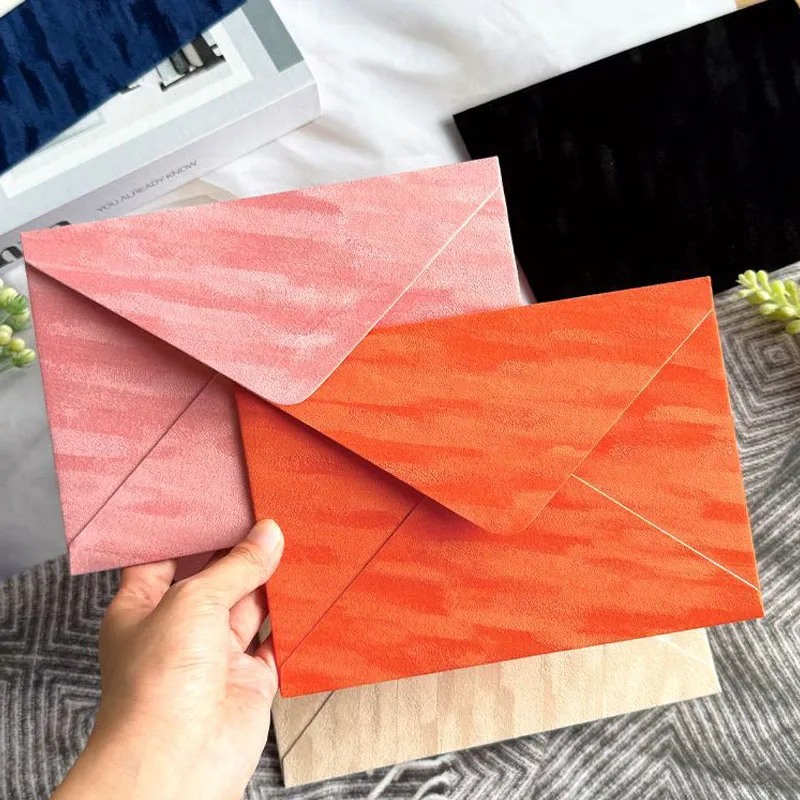 50pcs/lot Texture Envelope 250g Velvet Paper 194x138mm Wedding Invitations Envelopes Supplie Postcard Giftbox Packaging Storage