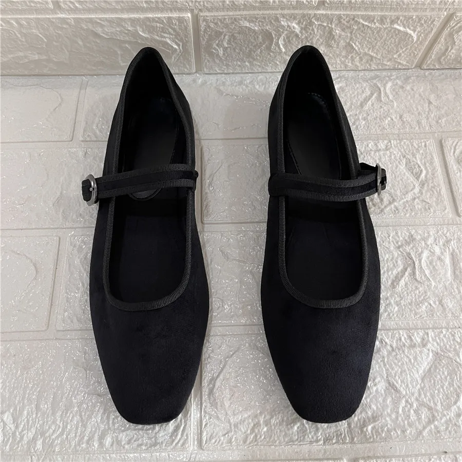 Black Square Toe Ballerinas Flats Women Ballet Dance Shoes Mary Janes Casual Loafers Ladies Espadrilles Walking Zapatos Mujer