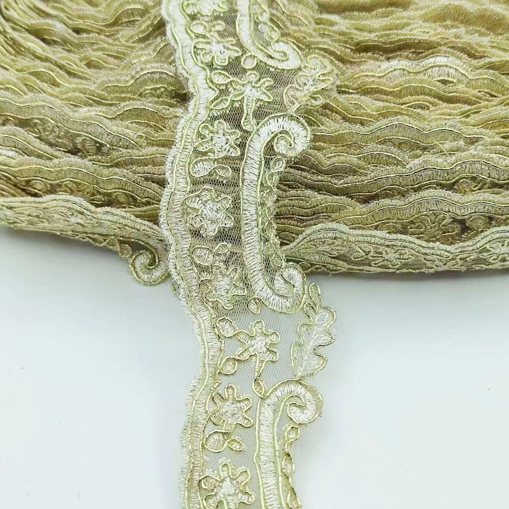 Golden Lace Trims for Dress Costume Trimmings Applique Home Textiles Ribbon Crafts Sewing Fabric New lace