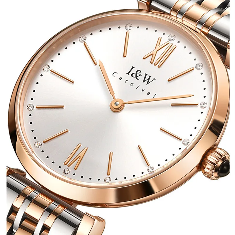 

CARNIVAL Brand Luxury Dress Quartz Watch for Women Ladies Fashion Waterproof Wrist Watch Girls Stainless Steel Clock Reloj Mujer