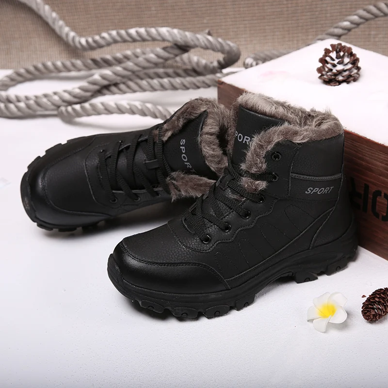 Men Snow Boots Waterproof Sneakers Super Warm Men\'s Boots Outdoor Anti-slip Male Hiking Boots Work Shoes Size 45 Mens Shoes