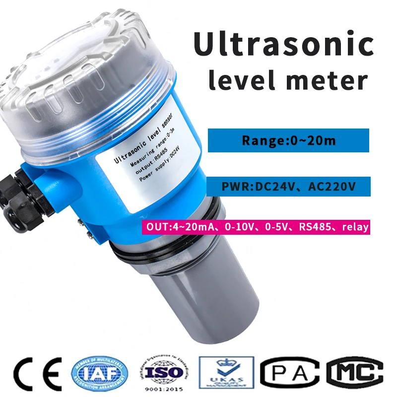 5m 10m 20m 0~5V Ultrasonic Level Meter No Contact Sanitary Olive Oil Tank Ultrasonic Level Sensor for Grain Solids Silo