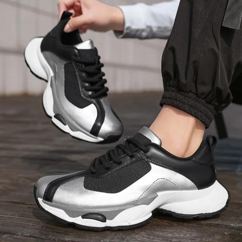 

Shoes for Men High Quality Retro Platform Sneaker Jogging Sports Casual Shoe Breathable Mesh Leather Men Shoes Zapatillas Hombre