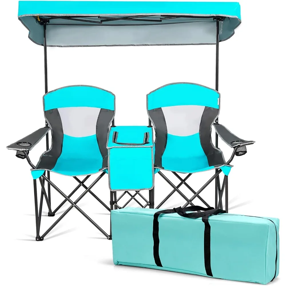 

Folding Camping Chairs with Mini Table Beverage Cup Holder Carrying Bag Beach Chair Turquoise Fishing Beach Chair