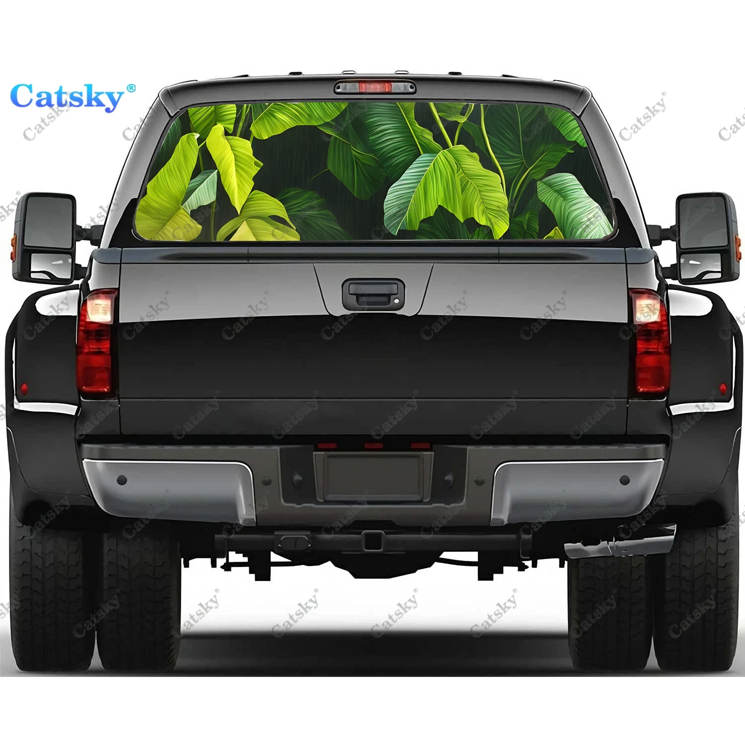 Tropical Botanical Banana Leaf Rear Window Decal Fit Pickup,Truck,Car Universal See Through Perforated Back Window Vinyl Sticker