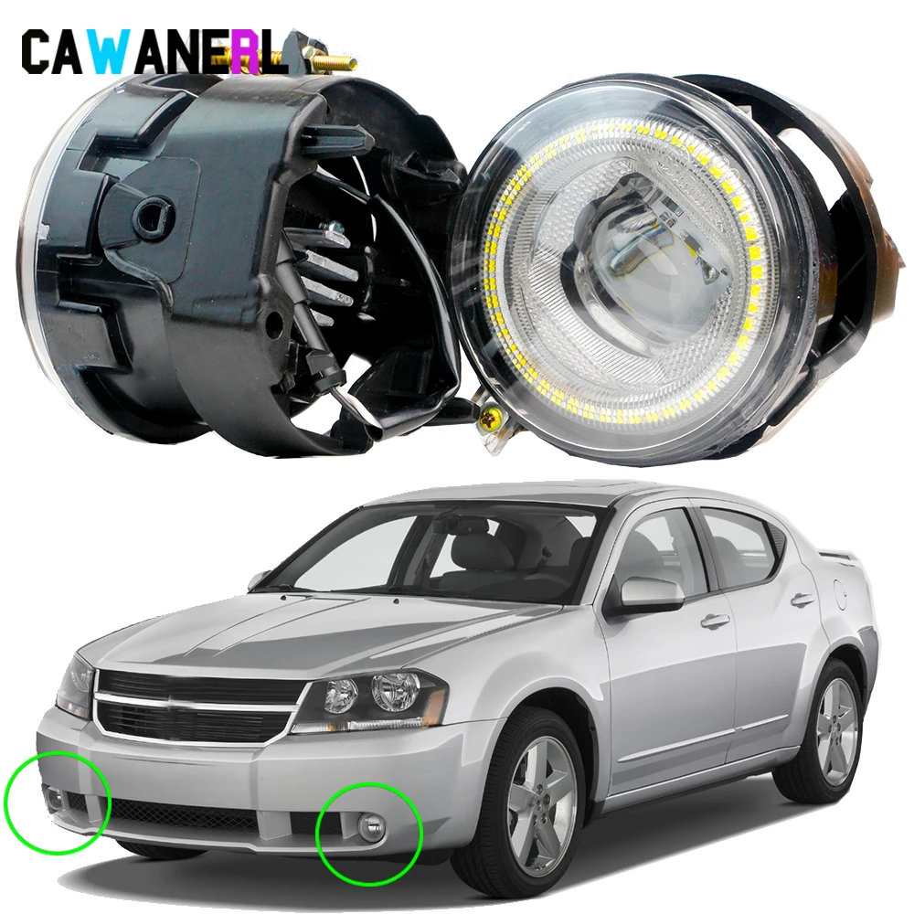 2 X LED Angel Eye Fog Light DRL Accessories For Dodge Avenger 2010 30W 6000LM Car External Fog Daytime Running Lamp 12V