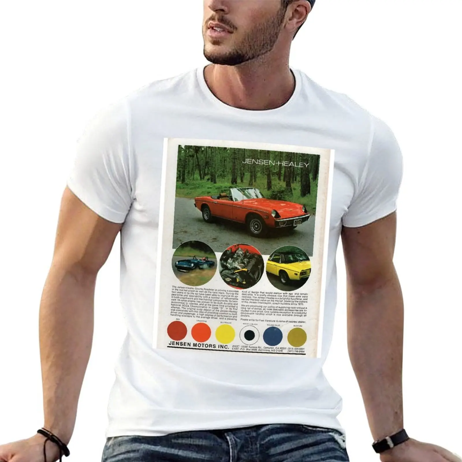 

JENSEN-HEALEY Vintage Poster T-Shirt t shirt men 100% cotton luxury brand t shirts for man slim fit cotton tshirt 100% T-shirt