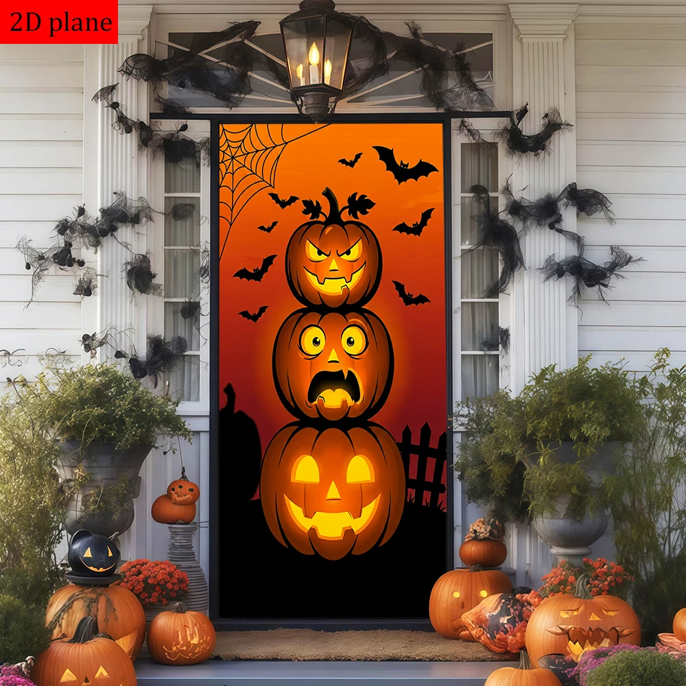 Halloween jack - o'- lanterns bats spider - web fence Door frame decoration with high elasticity elastic band