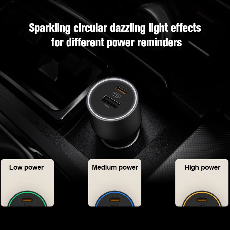 Xiaomi Mi 100W Max 1a1 Autolader Snel Opladen Dual-Port USB-A USB-C Smart Device Volledig Compatibel Met Lichteffectdisplay