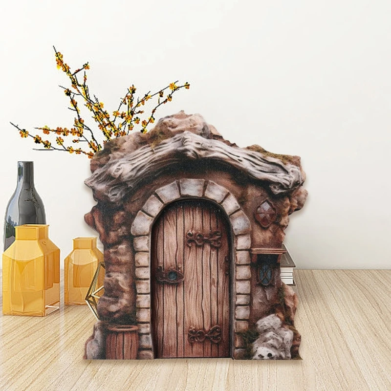 Porta jardim fadas para árvore ar livre, porta miniatura, decorações jardim