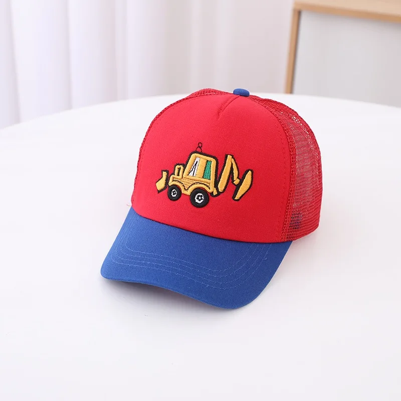 Korean Children \'s Sports Hats Toddler Baby Boy Baseball 2024 Summer Embroidered Excavator Outdoor Kids Hip Hop Caps Adjustable